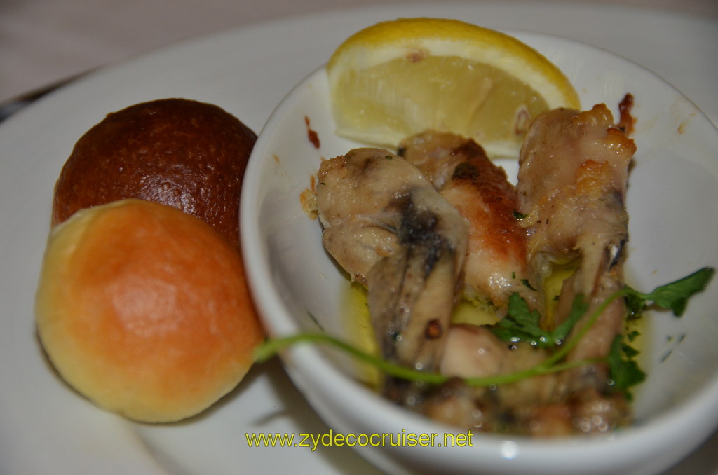 318: Carnival Magic, BC5, John Heald's Bloggers Cruise 5, Sea Day 3, MDR Dinner, Frogs Legs with Provenale Herb Butter, 