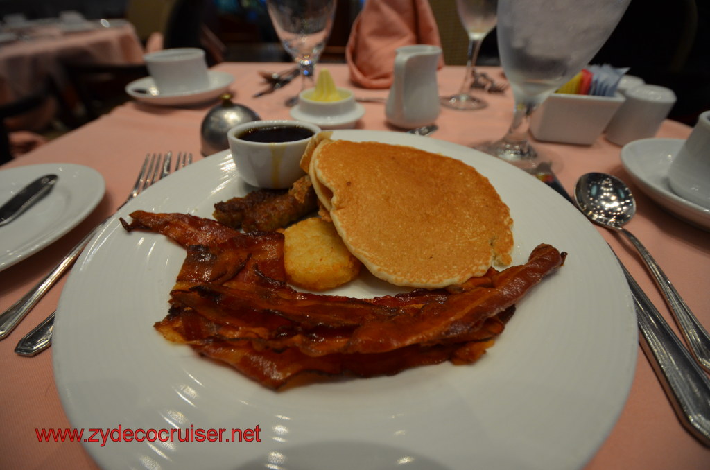 006: Carnival Conquest, Nov 19, 2011, Sea Day 3, Pancakes (fluffy), sausage, bacon, hash brown potatoes