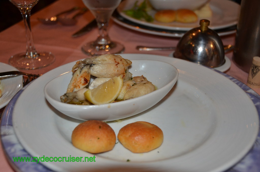 184: Carnival Conquest, Nov 19, 2011, Sea Day 3, MDR Dinner, Frog Legs, 