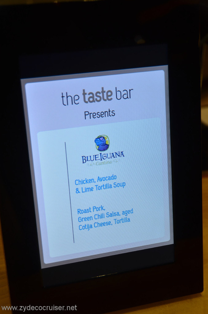 the taste bar menus, Blue Iguana Cantina, 