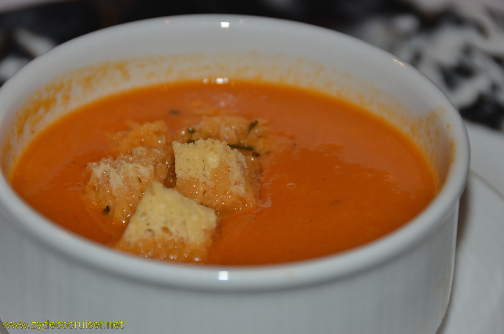 157: Carnival Conquest, New Orleans, Embarkation, MDR Dinner, Cream of Sun Ripened Tomatoes Soup, 