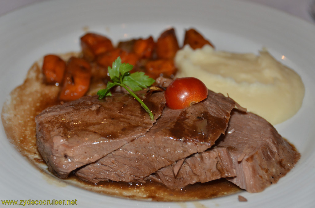 Carnival Conquest, New Orleans, Embarkation, MDR Dinner, Tender Braised Beef Brisket in Gravy, 
