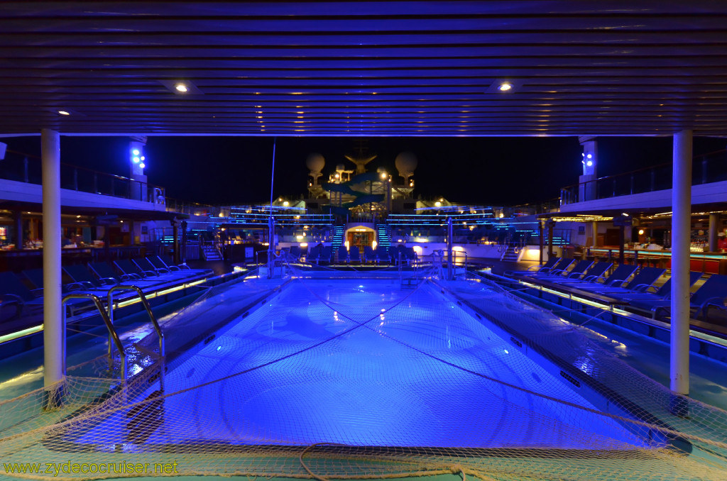 171: Carnival Conquest, New Orleans, Embarkation, Lido at night, Sun Pool, 