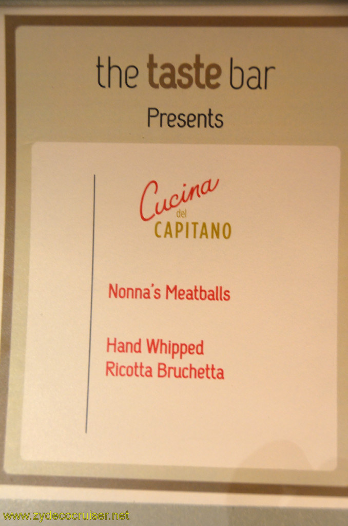 the taste bar menu, Cucina del Capitano,  