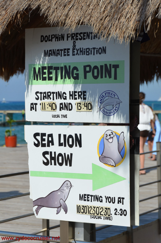 346: Carnival Conquest, Cozumel, Chankanaab, Meeting point for Dolphin Presentation and Manatee Exhibition, also Sea Lion Show, 