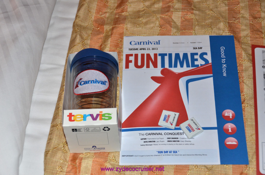 144: Carnival Conquest Cruise, Fun Day at Sea 1, Platinum/Diamond Gift, Tervis Tumbler, 