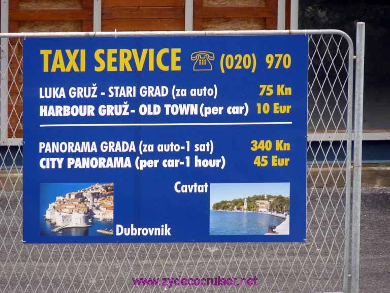 4720: Carnival Dream - Dubrovnik, Croatia - Taxi Service Cost
