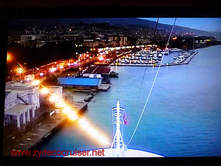 5073: Carnival Dream in Messina - picture of TV showing view from forward camera