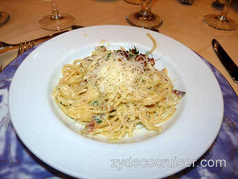 0122: Carnival Dream, Transatlantic Cruise - Sea Day 1 - Spaghetti Carbonara (starter)