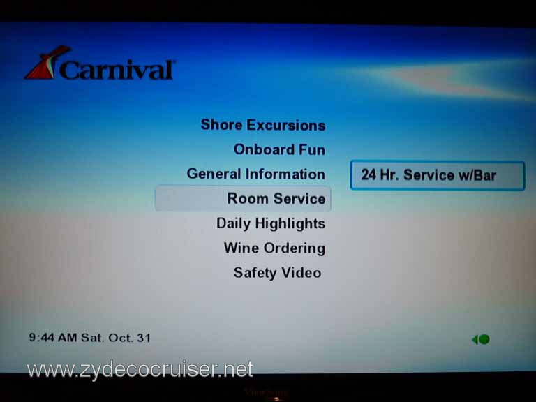 0739: Carnival Dream, Transatlantic, TV Room Service