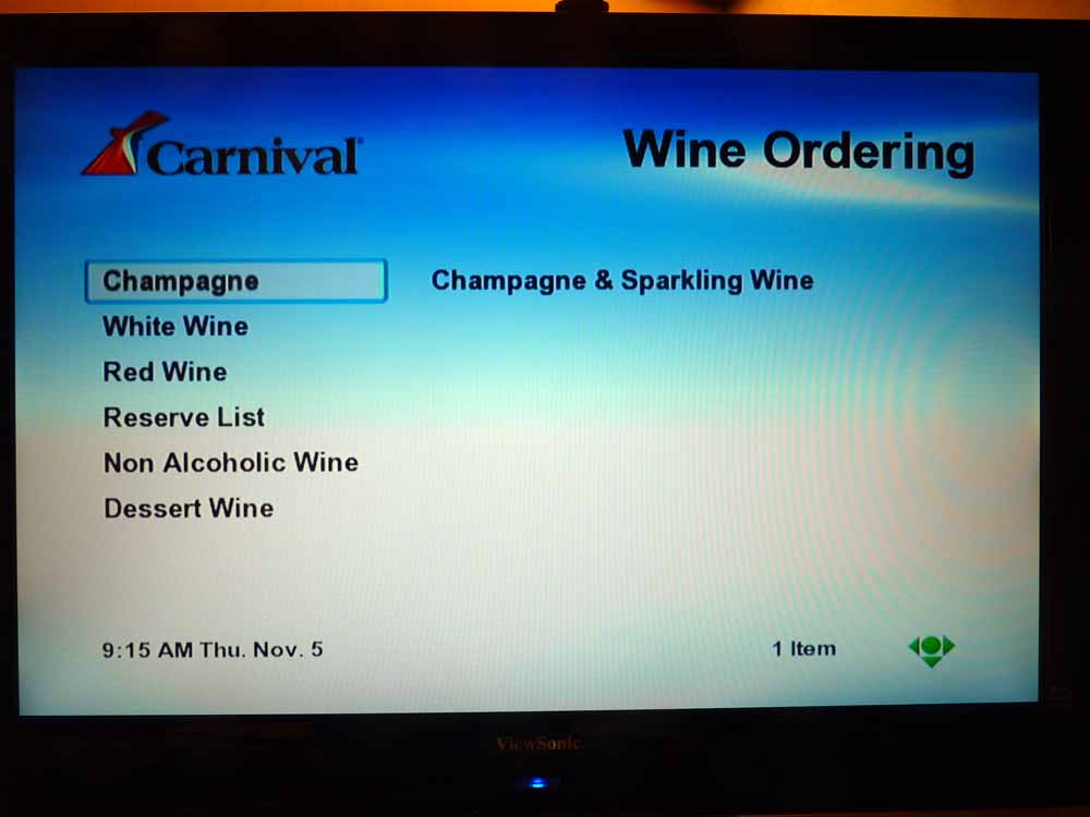 W001: Carnival Dream - Wine List - Champagne