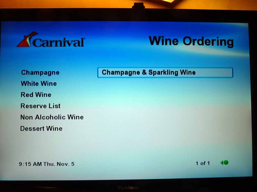 W002: Carnival Dream - Wine List - Champagne - Champagne and Sparkling Wine