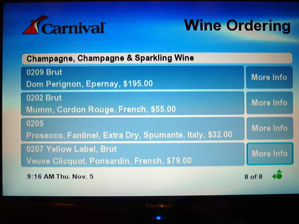 W004: Carnival Dream - Wine List - Champagne - Champagne and Sparkling Wine