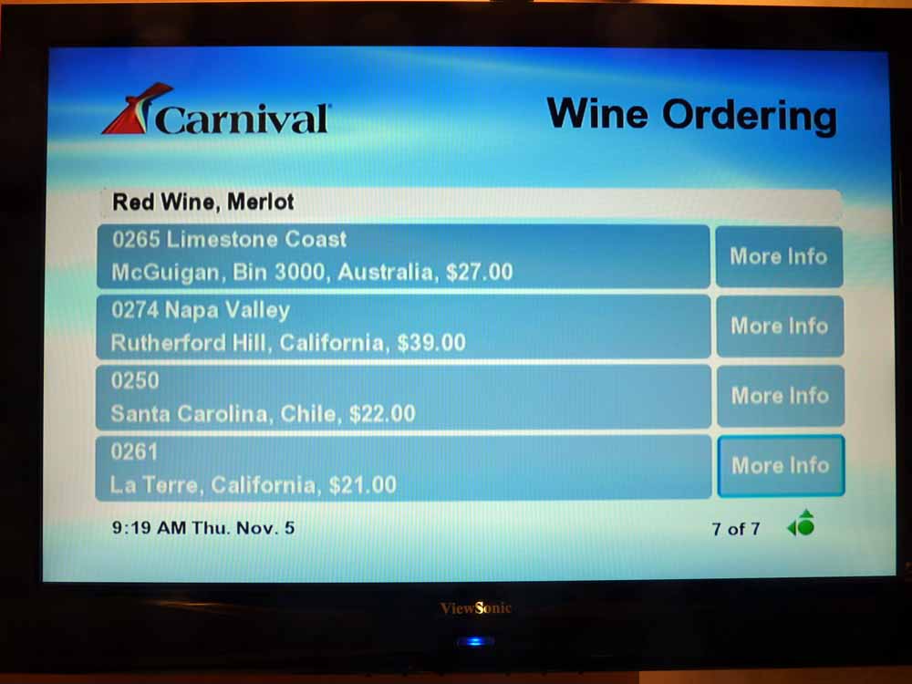 W025: Carnival Dream - Wine List - Red Wine - Merlot