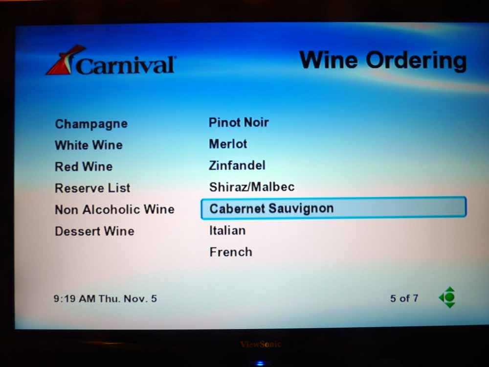 W030: Carnival Dream - Wine List - Cabernet Sauvignon