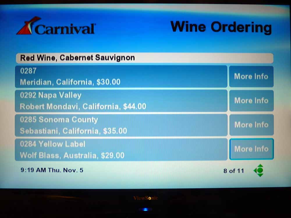 W032: Carnival Dream - Wine List - Red Wine - Cabernet Sauvignon