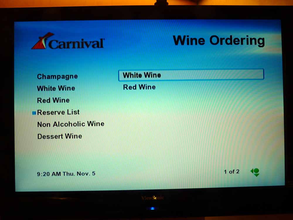 W037: Carnival Dream - Wine List - Reserve List - White Wine