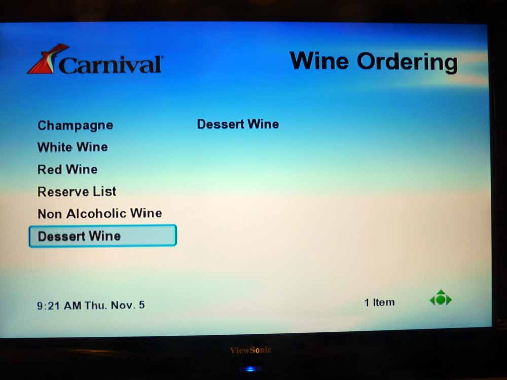 W045: Carnival Dream - Wine List - Dessert Wine