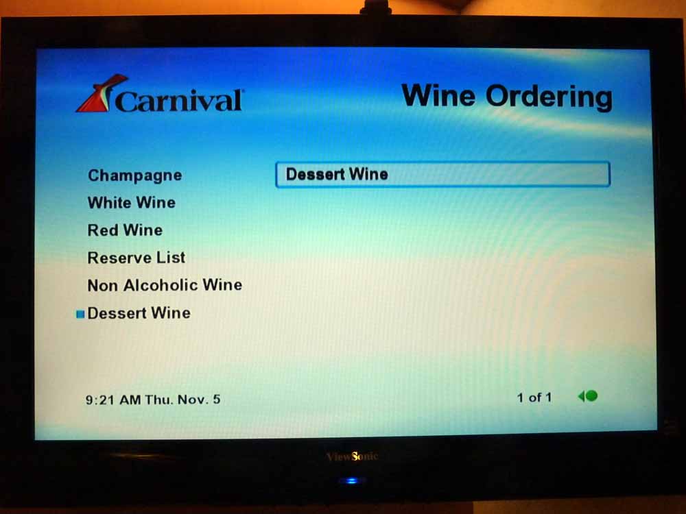 W046: Carnival Dream - Wine List - Dessert Wine
