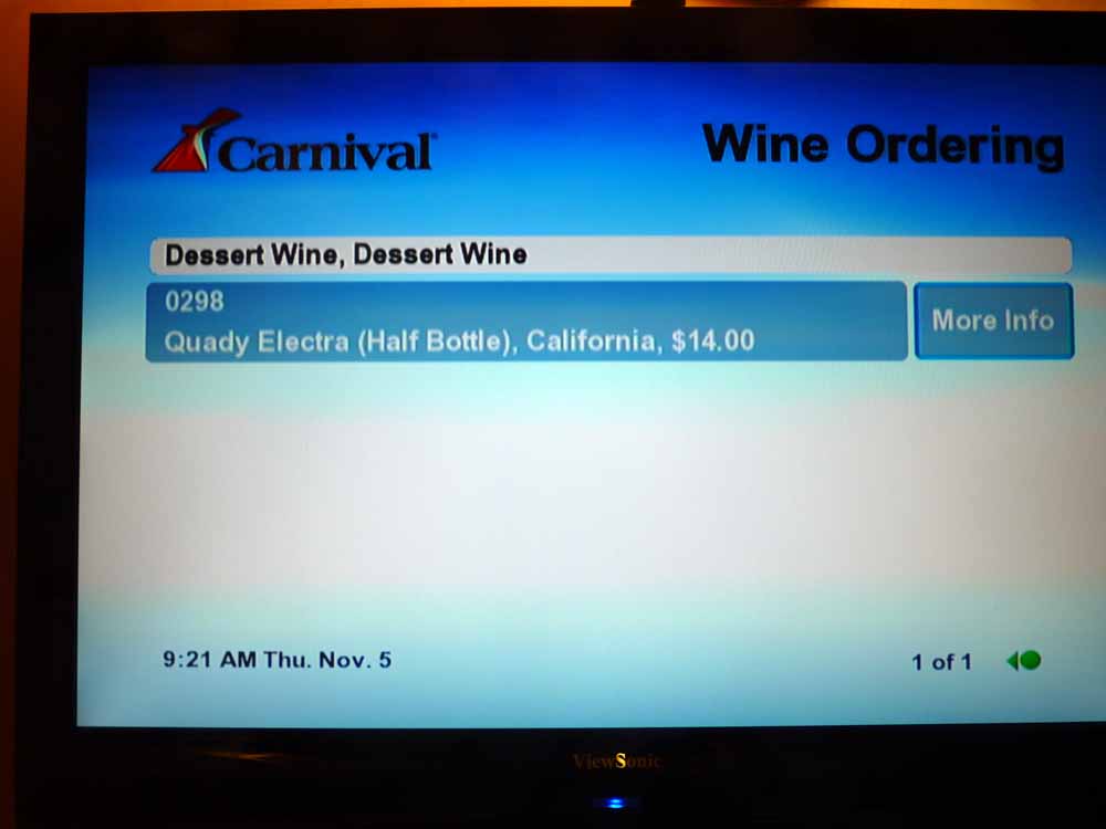 W047: Carnival Dream - Wine List - Dessert Wine