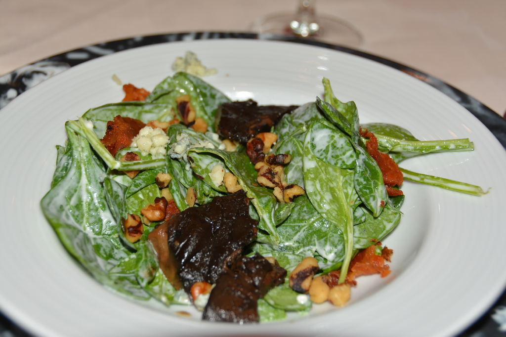 Carnival Dream, MDR Dinner 6, Wilted Spinach and Portobello Mushrooms with Fresh Bacon Bits, 