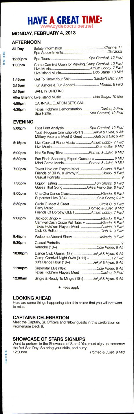005: Carnival Elation 5 Day Fun Times, Feb 4, 2013, Page 5, 