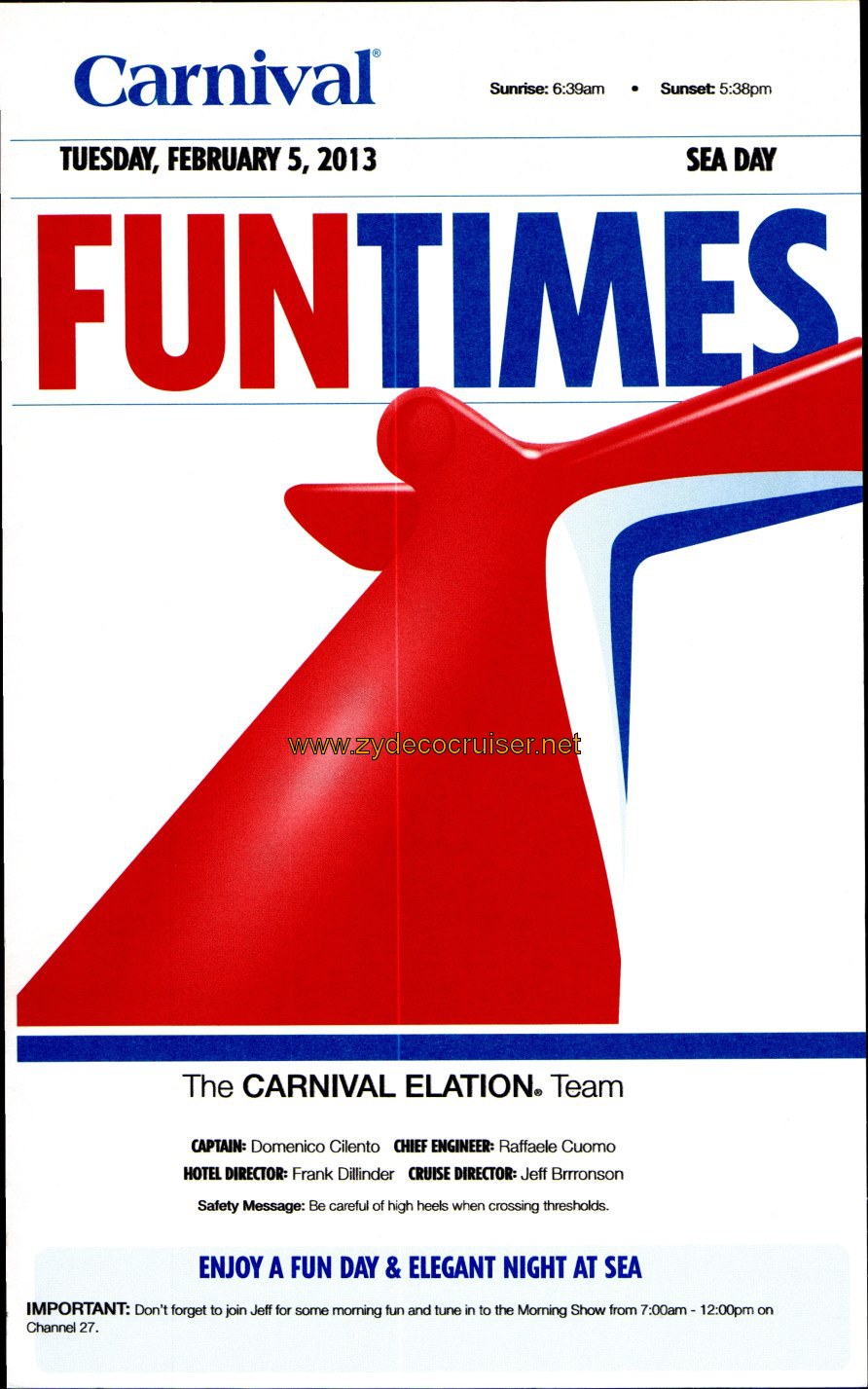 007: Carnival Elation 5 Day Fun Times, Feb 5, 2013, Page 1, 