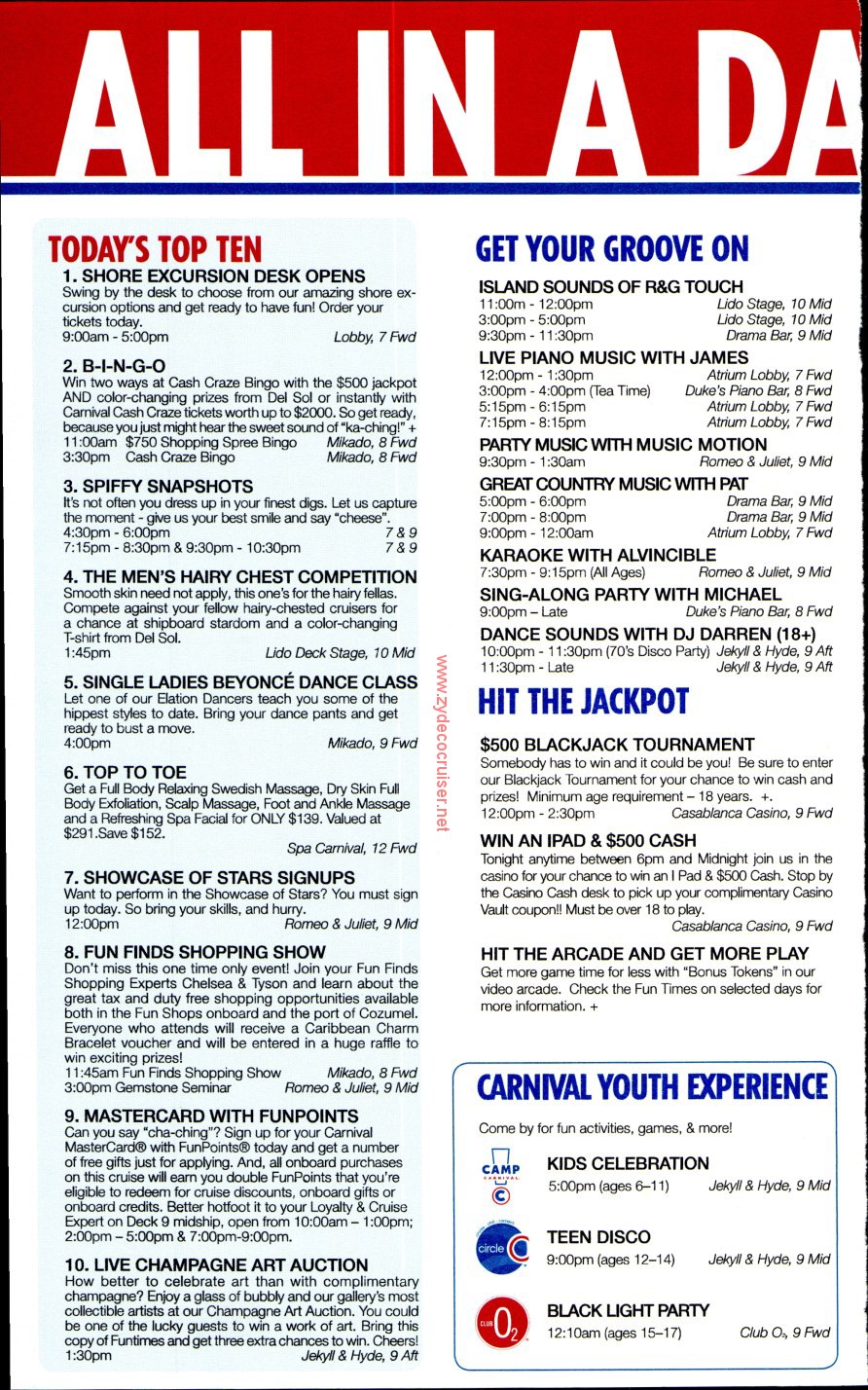 008: Carnival Elation 5 Day Fun Times, Feb 5, 2013, Page 2, 