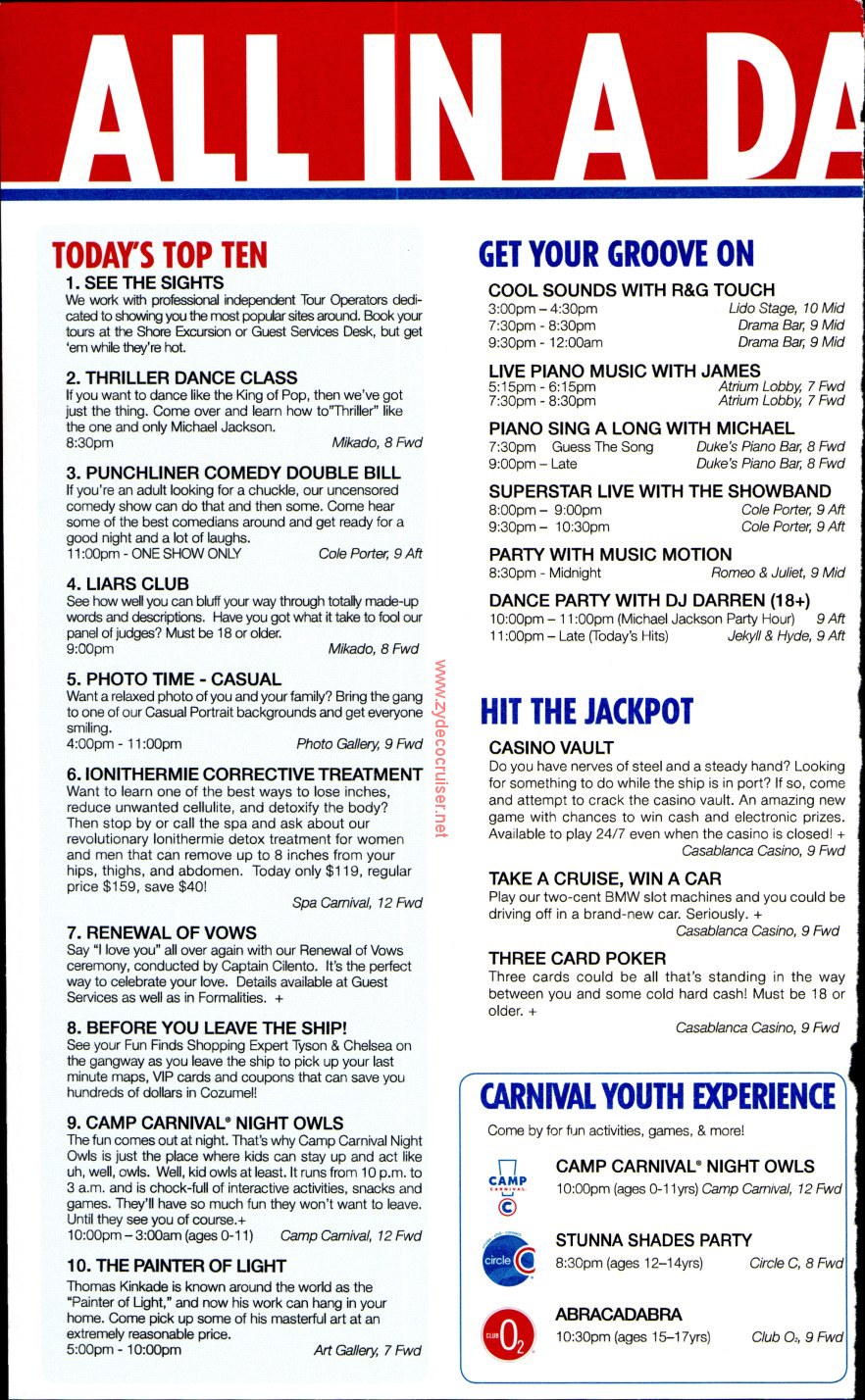 014: Carnival Elation 5 Day Fun Times, Feb 6, 2013, Page 2, 