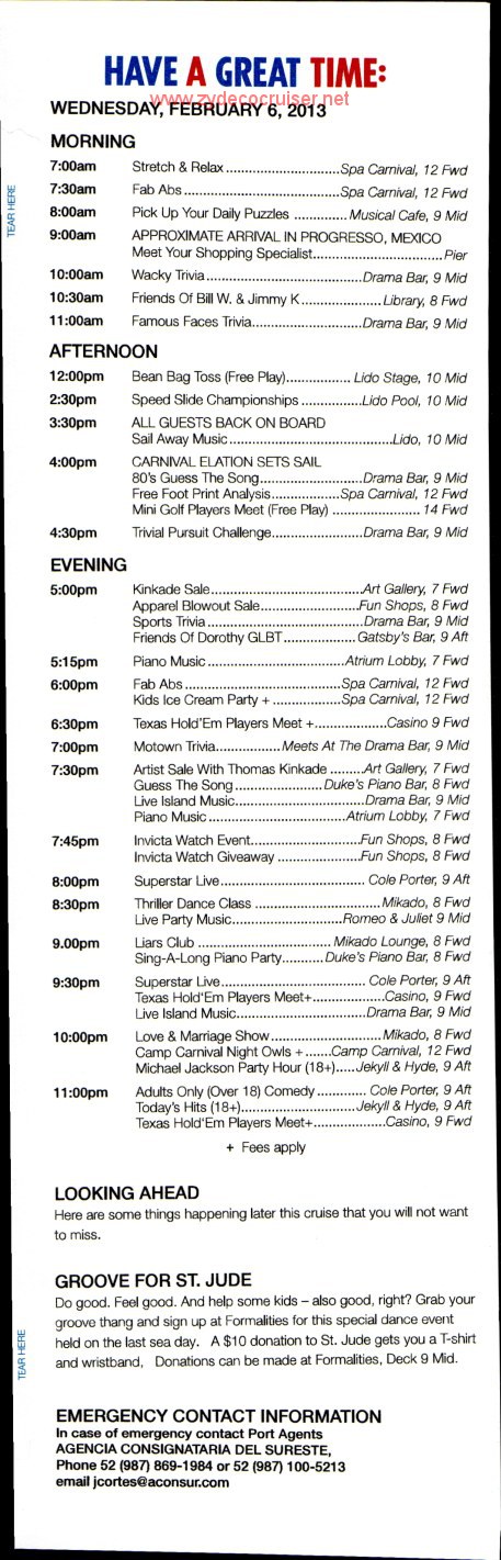 017: Carnival Elation 5 Day Fun Times, Feb 6, 2013, Page 5, 