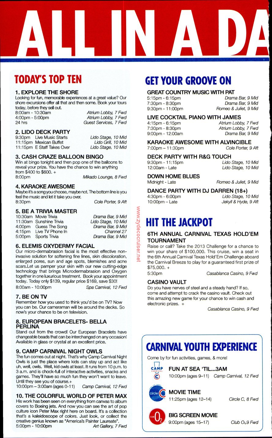 020: Carnival Elation 5 Day Fun Times, Feb 7, 2013, Page 2, 