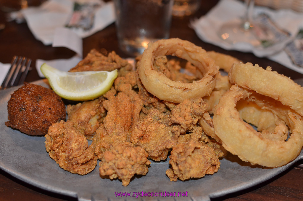 p008: Mike Anderson's Baton Rouge, 12 Fried Oysters, Onion Rings, Hush Puppy