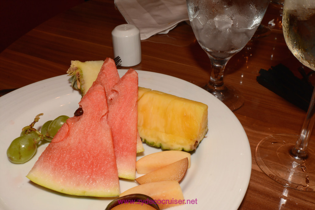 443: Carnival Horizon Transatlantic Cruise, Vigo, MDR Dinner, Fresh Tropical Fruit Plate