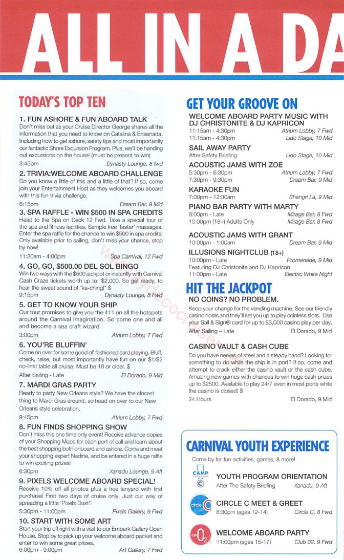 002: Carnival Imagination 4 Day Cruise Fun Times, Day 1, Page 2