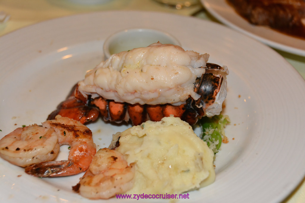 MDR Dinner, Broiled Maine Lobster Tail and Grilled Jumbo Shrimp, 