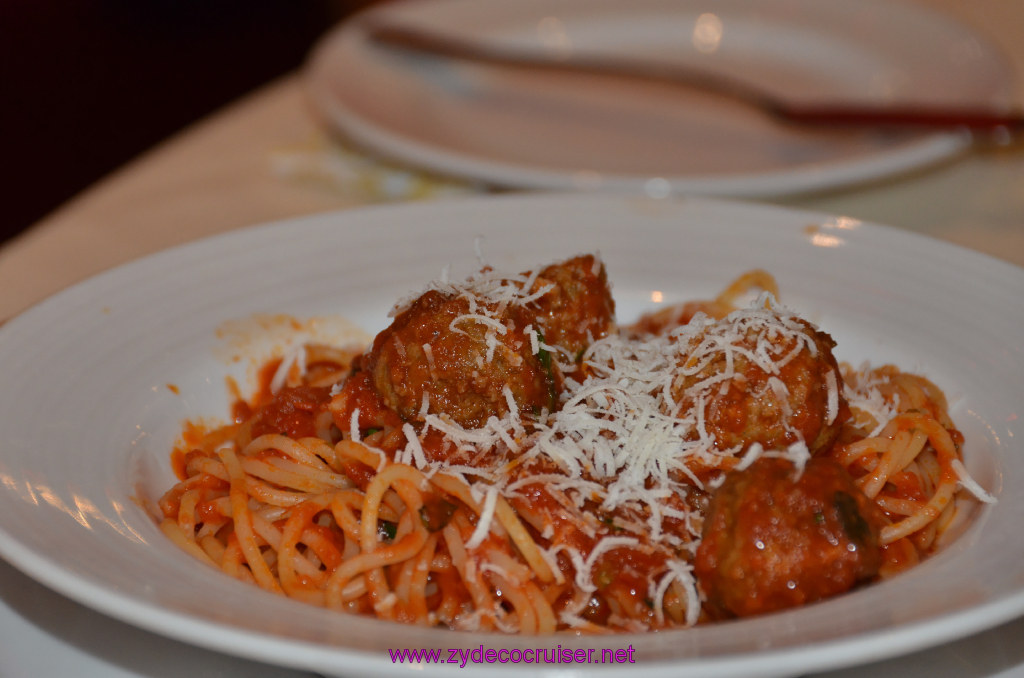 459: Carnival Legend, British Isles Cruise, Glasgow/Greenock, MDR Dinner, Spaghetti with Meatballs and Tomato Sauce (starter)