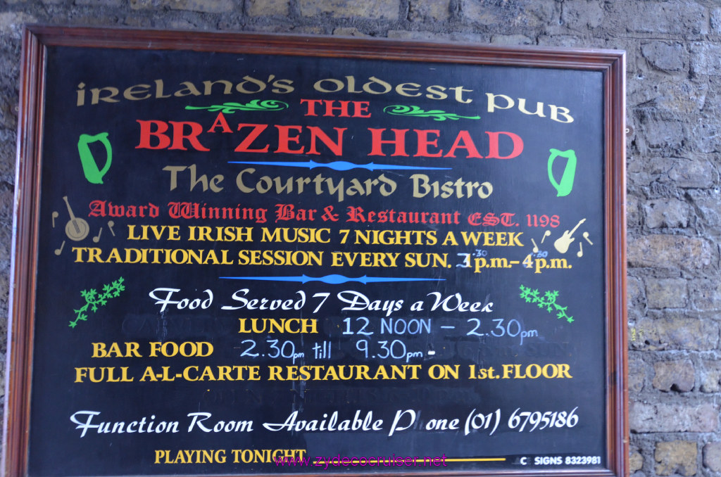 215: Carnival Legend, British Isles Cruise, Dublin, The Brazen Head, Oldest Pub in Ireland, 