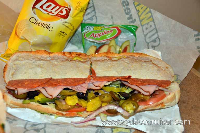 010: Irving, TX, Too tired and no transport, so walked to Subway. a 12 inch Italian BMT on jalapeo cheese bread