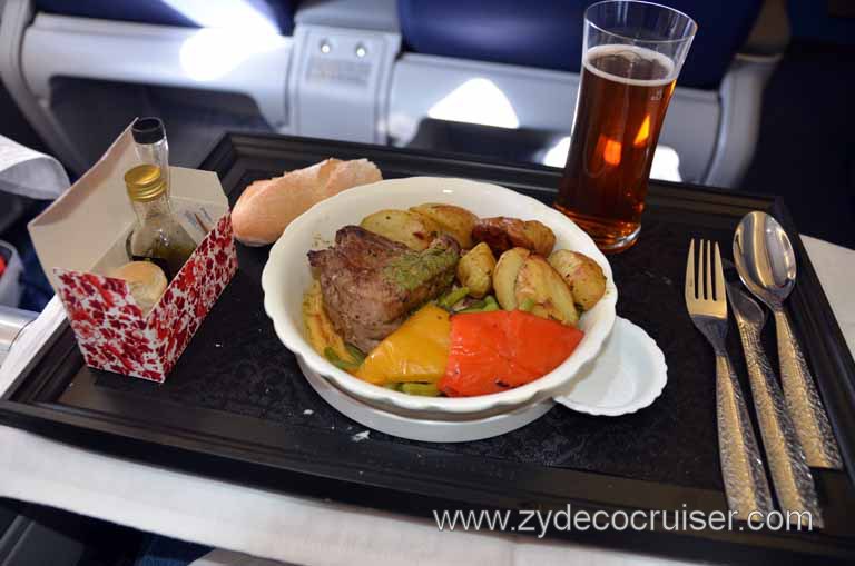 023: KLM Flight 670, DFW - AMS, Apr 29, 2011, World Business Class, Seared Fillet of Beef - Meat was Pretty Tender