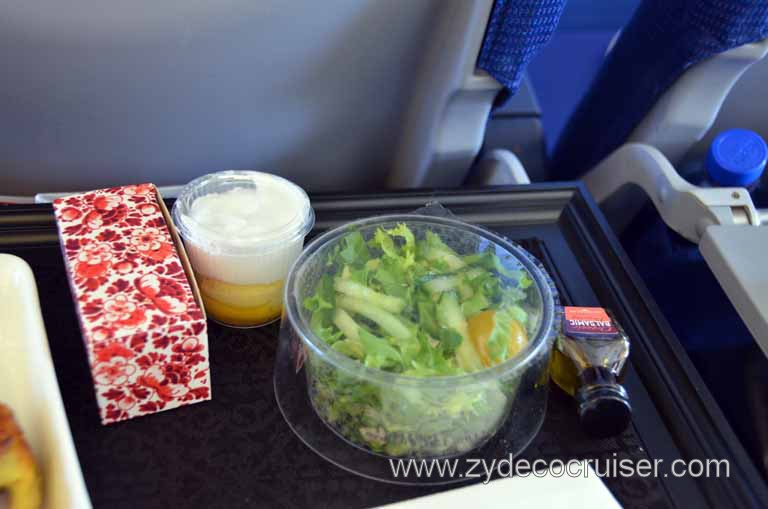044: KLM flight, Amsterdam to Venice, Europe Business Select, Salad and dessert