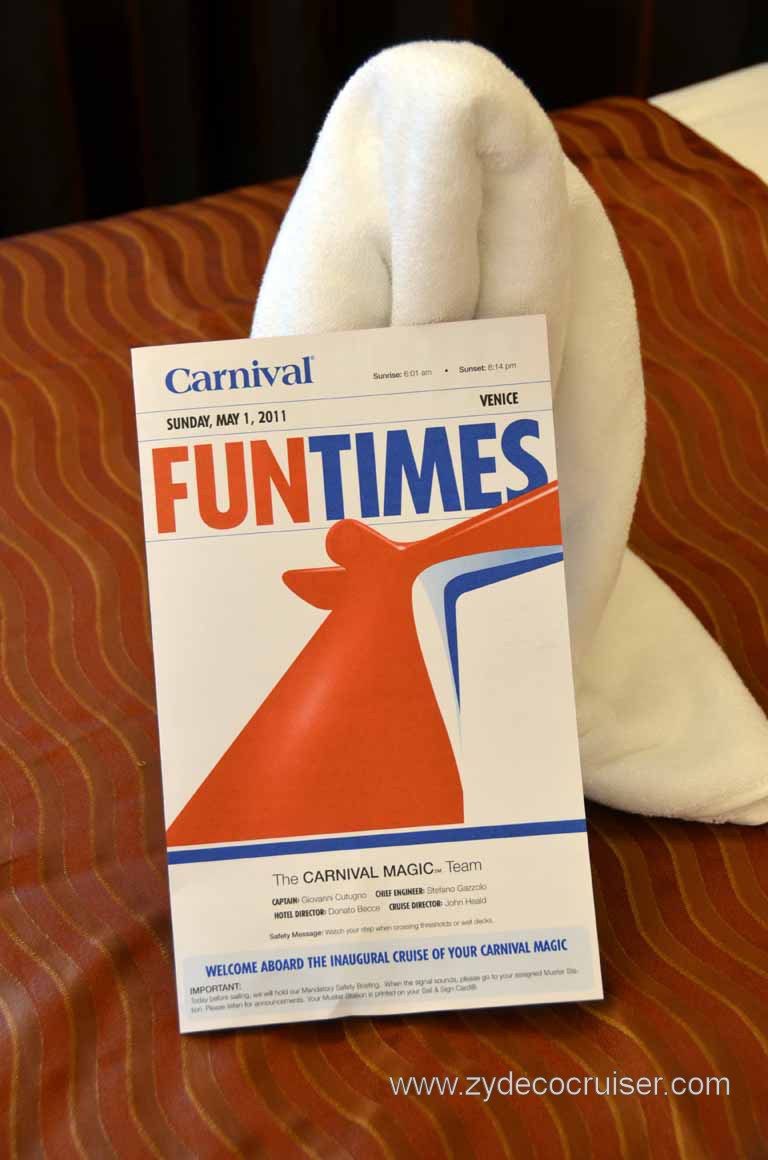 065: Carnival Magic Inaugural Cruise, Grand Mediterranean, Venice, Towel Animal