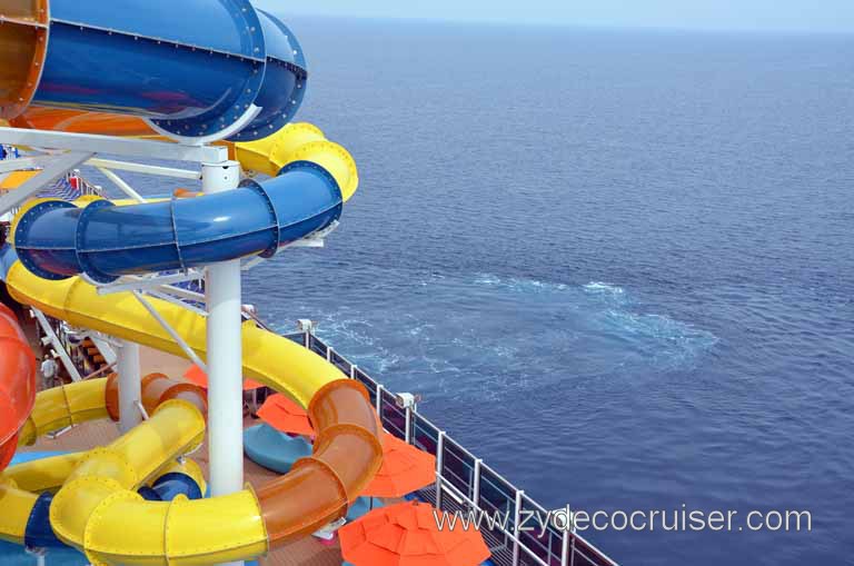 114: Carnival Magic Inaugural Cruise, Sea Day 1, Waterworks, Thrusters are on, why? I think just testing