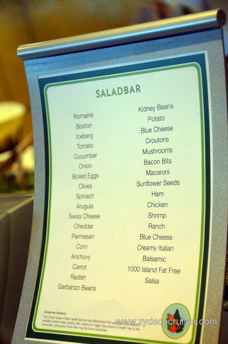 Carnival Magic Deck 5 Salad Bar - Sea Days Only (where Sushi and More is)