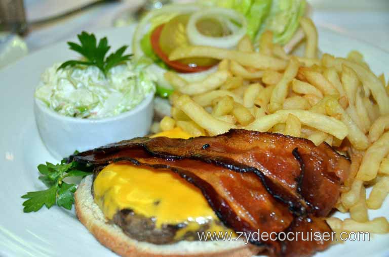 258: Carnival Magic, Grand Mediterranean, Barcelona, Dinner, Gourmet Burger with bacon and cheddar cheese, 