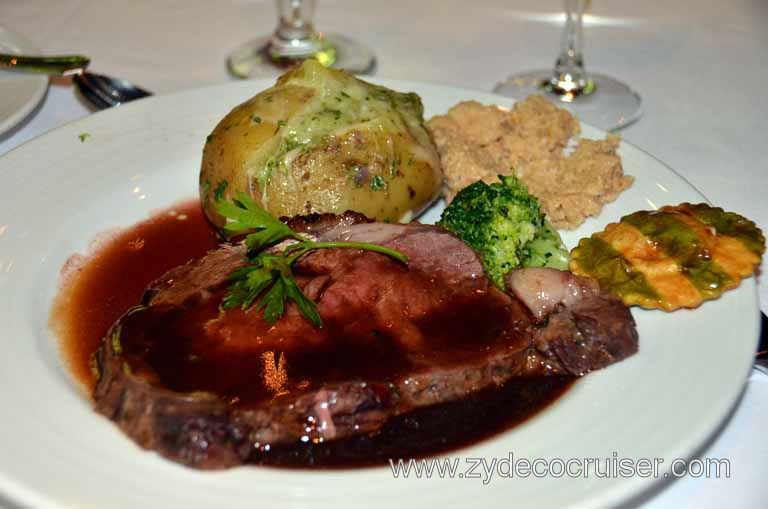 039: Carnival Magic, Main Dining Room Menus and Food Pictures, Dinner, Roasted Prime Rib of American Beef au jus