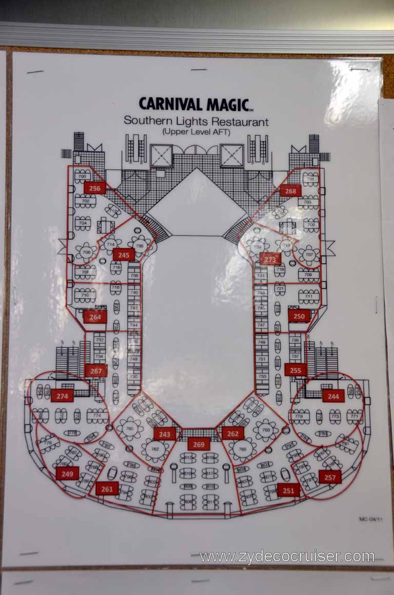 123: Carnival Magic, Mediterranean Cruise, Sea Day 1, Galley Tour, MDR Seating Chart