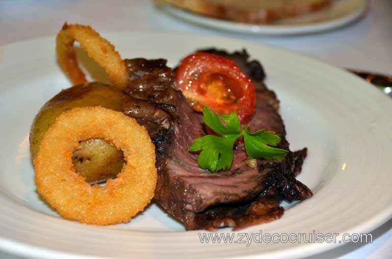 058: Carnival Magic, Main Dining Room Menus and Food Pictures, Dinner, Tender Roasted Prime Rib of American Beef au jus