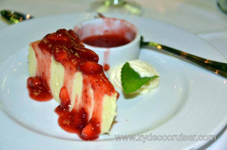 075: Carnival Magic, Main Dining Room Menus and Food Pictures, Dinner, Strawberry Cheesecake