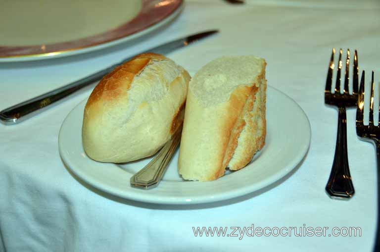 084: Carnival Magic, Main Dining Room Menus and Food Pictures, Dinner, Dinner Roll and Baguette
