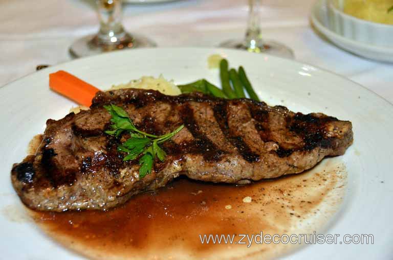 087: Carnival Magic, Main Dining Room Menus and Food Pictures, Dinner, Grilled New York Strip Steak from Aged American Beef